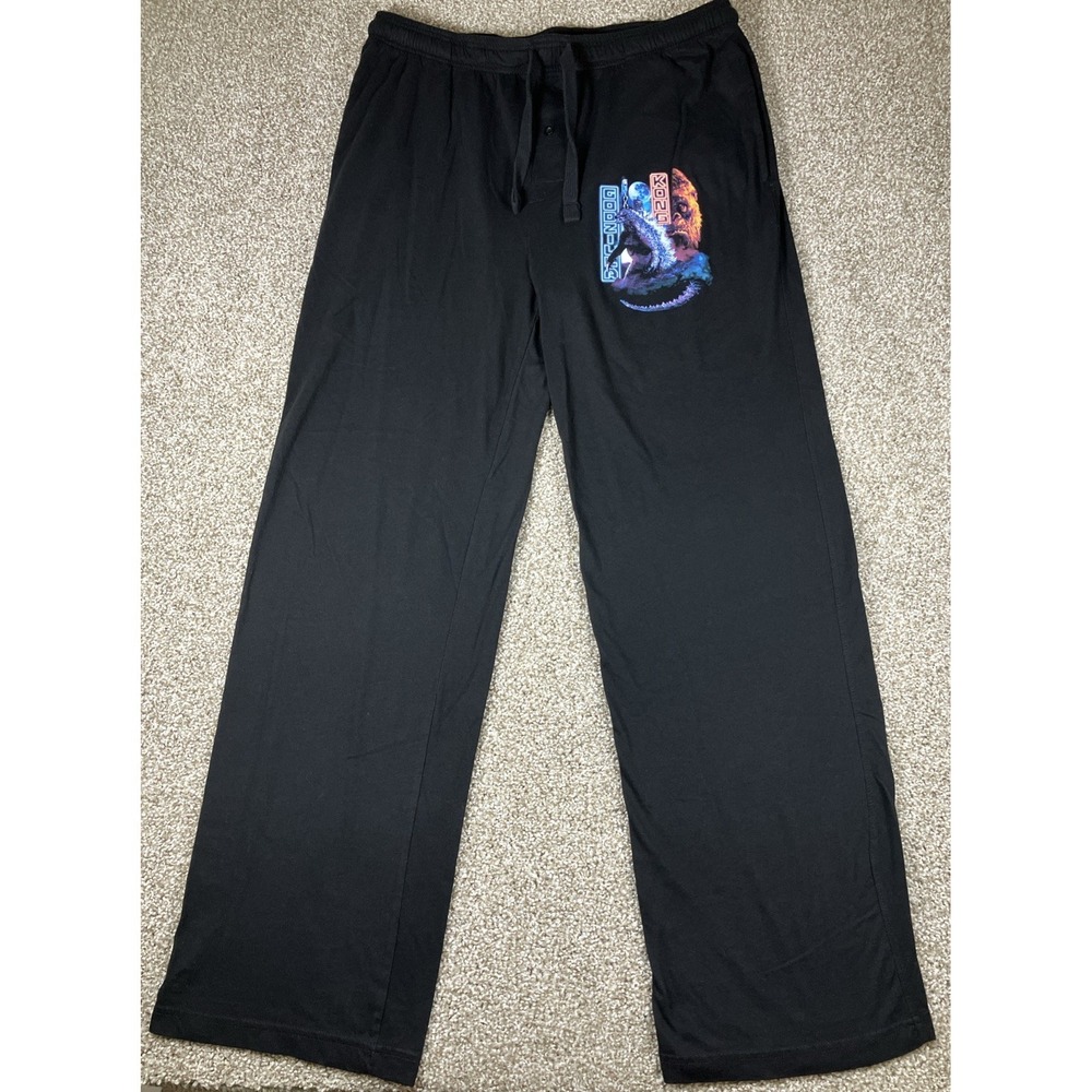 Godzilla‎ vs Kong Lounge Pants Black Rare Pull On Drawstring Size Large? Read